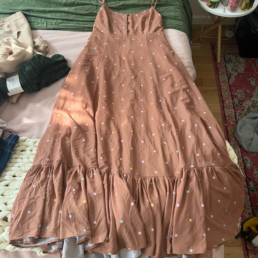 Charming Brown Polka Dot Maxi Dress